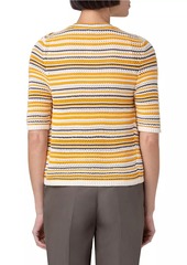 Akris Punto Crochet Stripe Short-Sleeve Cardigan