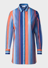 Akris Punto Deck Chair Stripe Cotton Batiste Collared Shirt