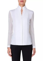 Akris Punto Elements Mesh-Sleeve Blouse