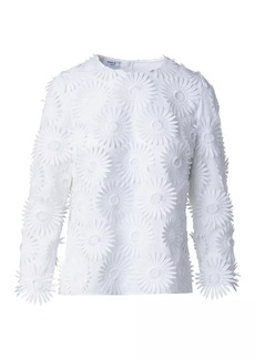 Akris Punto Embroidered Floral Long-Sleeve Blouse