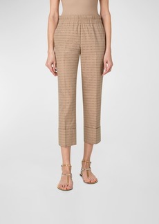 Akris Punto Farell Perforated Pin Dot Embroidered Straight-Leg Crop Pants