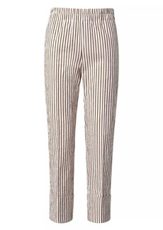 Akris Punto Farrell Seersucker Striped Cotton Crop Pants
