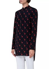 Akris Punto Flamingo Crepe de Chine Half-Zip Blouse