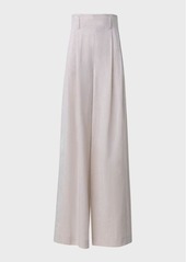 Akris Punto Florina Linen Microstripe Wide-Leg Pants