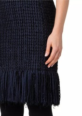 Akris Punto Fringe-Trimmed Tweed Sheath Dress