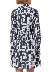 Akris Punto Geometric Cotton Long-Sleeve Minidress