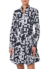 Akris Punto Geometric Cotton Long-Sleeve Minidress