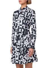 Akris Punto Geometric Cotton Long-Sleeve Minidress