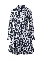 Akris Punto Geometric Cotton Long-Sleeve Minidress