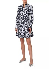 Akris Punto Geometric Cotton Long-Sleeve Minidress