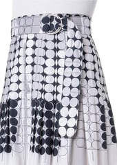 Akris Punto Geometric Poplin Belted Midi Skirt