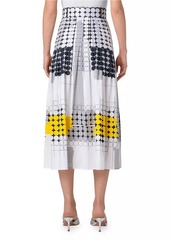 Akris Punto Geometric Poplin Belted Midi Skirt