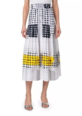 Akris Punto Geometric Poplin Belted Midi Skirt