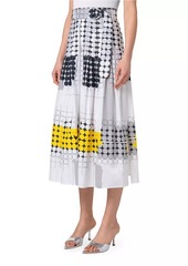 Akris Punto Geometric Poplin Belted Midi Skirt