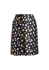 Akris Punto Gold Leaf Dot Front Pleat Skirt