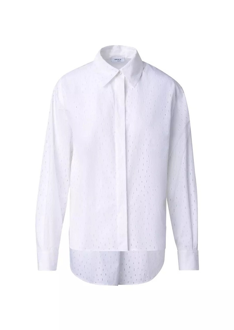 Akris Punto High-Low Cotton Eyelet Shirt