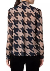 Akris Punto Houndstooth Crepe Blouse