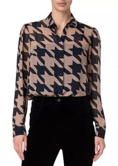 Akris Punto Houndstooth Crepe Blouse