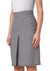 Akris Punto Houndstooth Wool-Blend A-Line Skirt