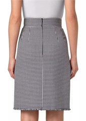 Akris Punto Houndstooth Wool-Blend A-Line Skirt