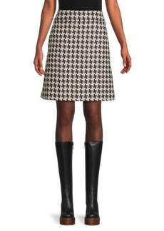 Akris Punto Houndstooth Wool Blend A Line Skirt