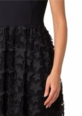 Akris Punto Jersey & Star-Embroidered Tulle Maxi Dress