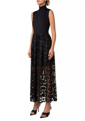 Akris Punto Jersey & Star-Embroidered Tulle Maxi Dress