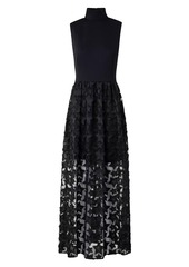 Akris Punto Jersey & Star-Embroidered Tulle Maxi Dress