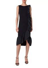 Akris Punto Jersey Ruffled Sleeveless Midi-Dress