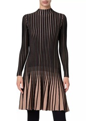 Akris Punto Knit Virgin Wool Pleated Minidress