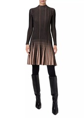 Akris Punto Knit Virgin Wool Pleated Minidress