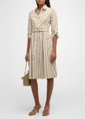 Akris Punto Kodak Stripe Belted Cotton Poplin Shirtdress