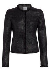 Akris Punto Lacquered Tweed Fringe Jacket