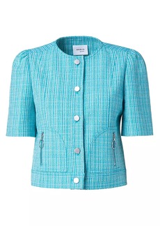 Akris Punto Linen-Blend Tweed Short-Sleeve Jacket