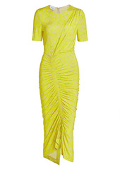 Akris Punto Magnolia Mini Print Ruched Dress