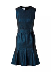 Akris Punto Metallic Denim Belted Minidress