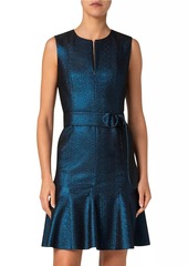 Akris Punto Metallic Denim Belted Minidress