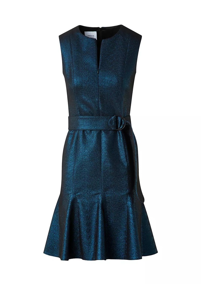 Akris Punto Metallic Denim Belted Minidress