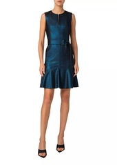 Akris Punto Metallic Denim Belted Minidress