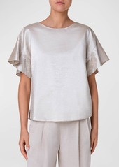 Akris Punto Metallic Linen Canvas Blouse