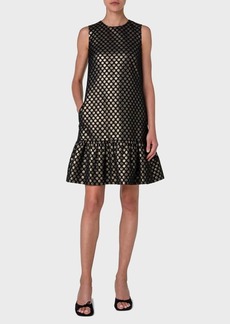 Akris Punto Metallic Polka Dot Jacquard Dress