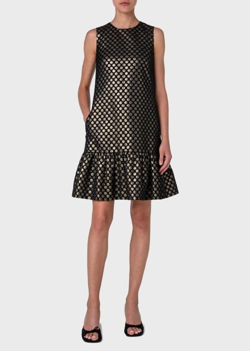 Akris Punto Metallic Polka Dot Jacquard Dress