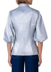 Akris Punto Metallic Puff-Sleeve Blouse