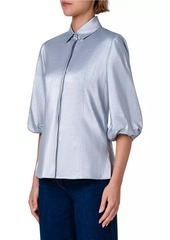 Akris Punto Metallic Puff-Sleeve Blouse