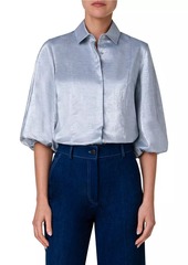 Akris Punto Metallic Puff-Sleeve Blouse