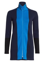 Akris Punto Milano Stretch-Wool Knit Colorblock Zip Jacket