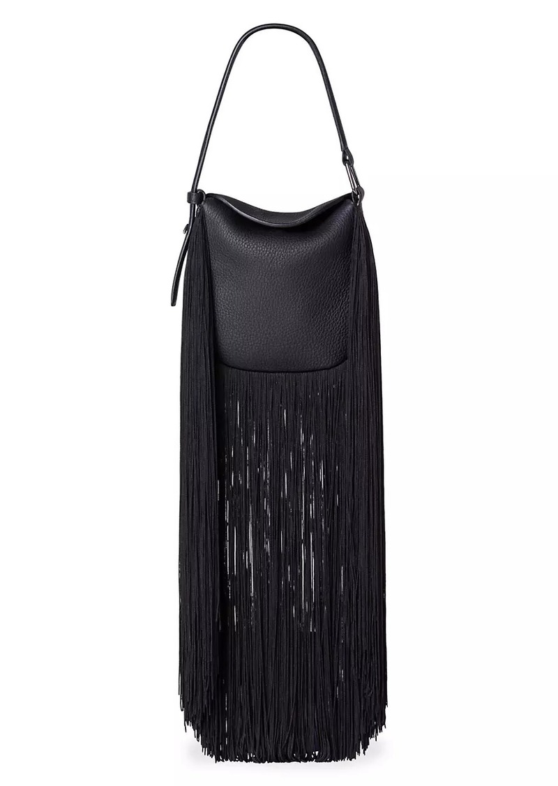 Akris Mini Anna Fringe Leather Hobo Bag