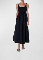 Akris Punto Mix-Media Midi Dress with D-Ring Fabric Belt