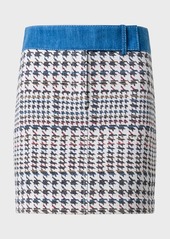 Akris Punto Mixed-Media Houndstooth Jacquard Mini Skirt
