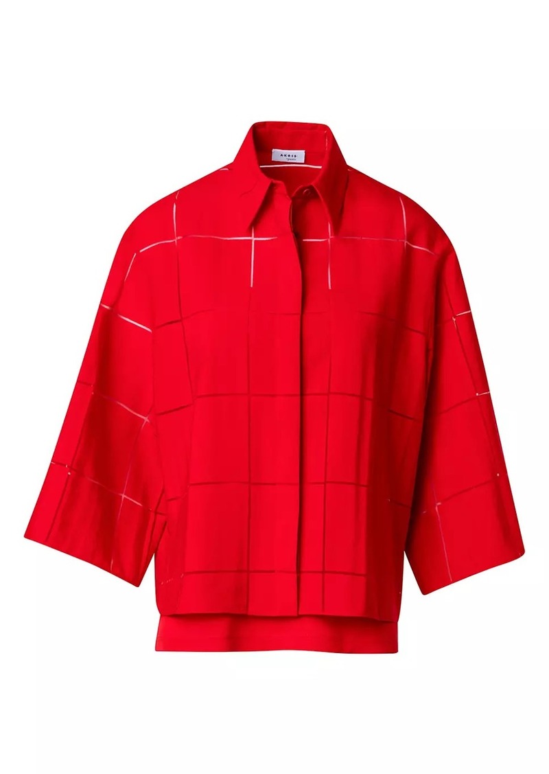 Akris Punto Oversized Grid Blouse